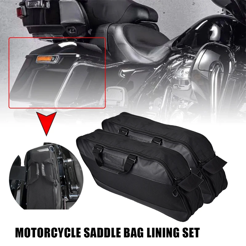 Saddle Bags Leather + Nylon Black Large Tour Pack Saddlebag Soft Liner Bag For HARLEY FLH FLTR FLHX FLTCU Touring 1996-2013 2012