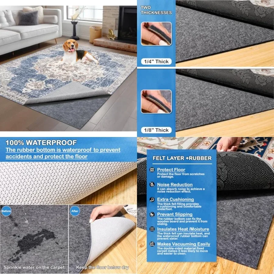 

Non-Slip Rug Pads 8 x 0 Feet, 00 Waterproof Extra Large Area Rugs Non Skid Rug Pad for All Floors and Finishes Durable Hardwood