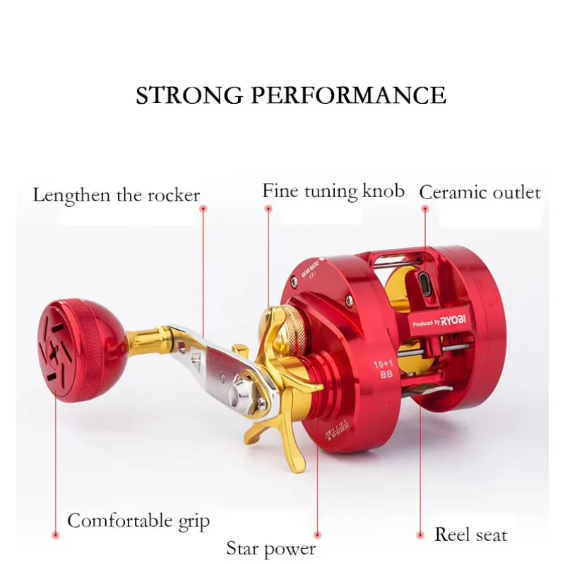 10+1BB Light JIgging Fishing Reel Max Drag 15kg Aluminium Body 6.8:1 Japan Ryobi Fishing Reels For Saltwater view 3