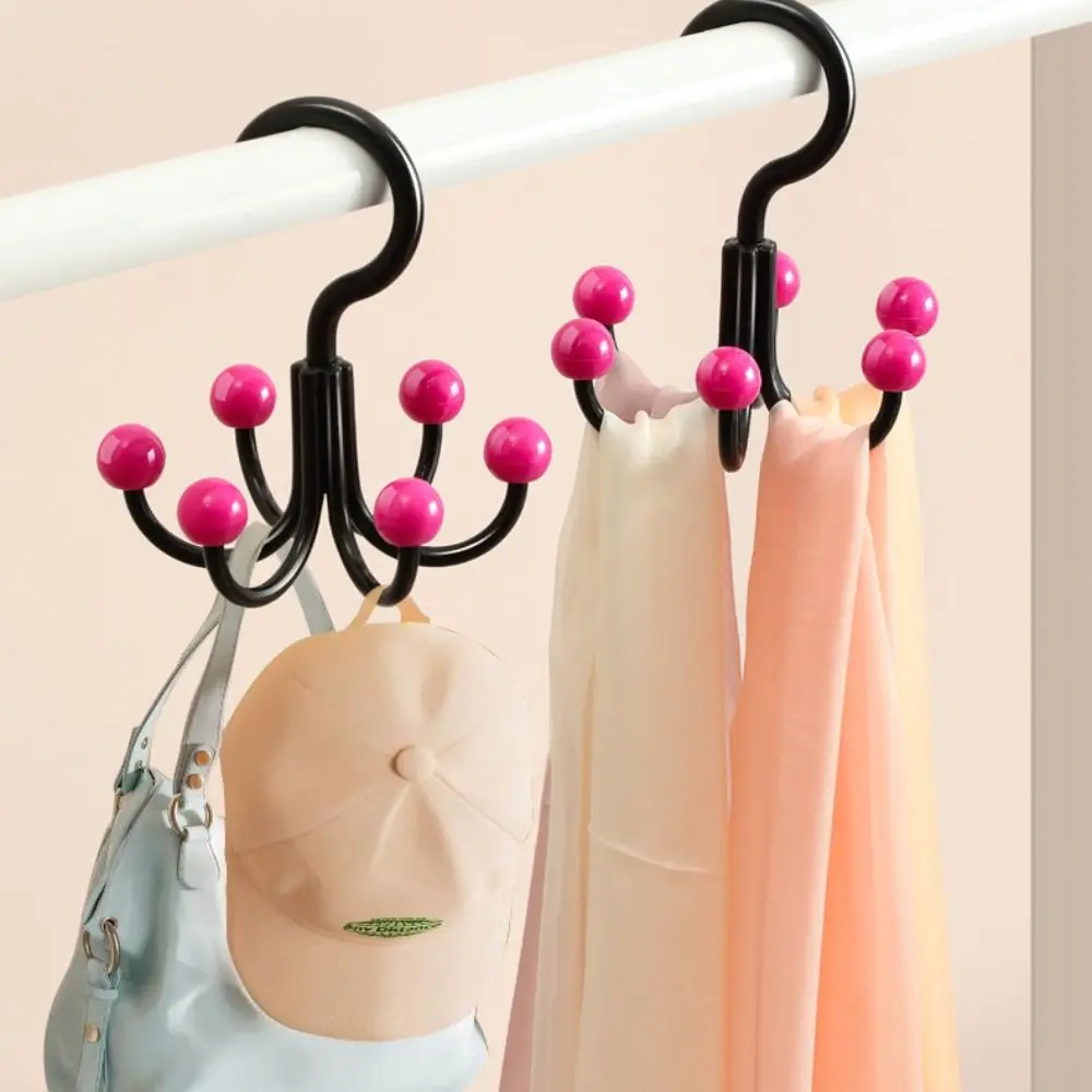 

6pcs Practical Six Claws Rotating Hook Portable Plastic Dopamine Hook Hanger Space-Saving Multi-Functional Hooks Home Storage