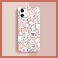 Dentist Tooth Phone Case for iPhone 14 11 12 13 Mini Pro Xs Max 8 7 6 6S Plus X XR Solid Candy Color Case