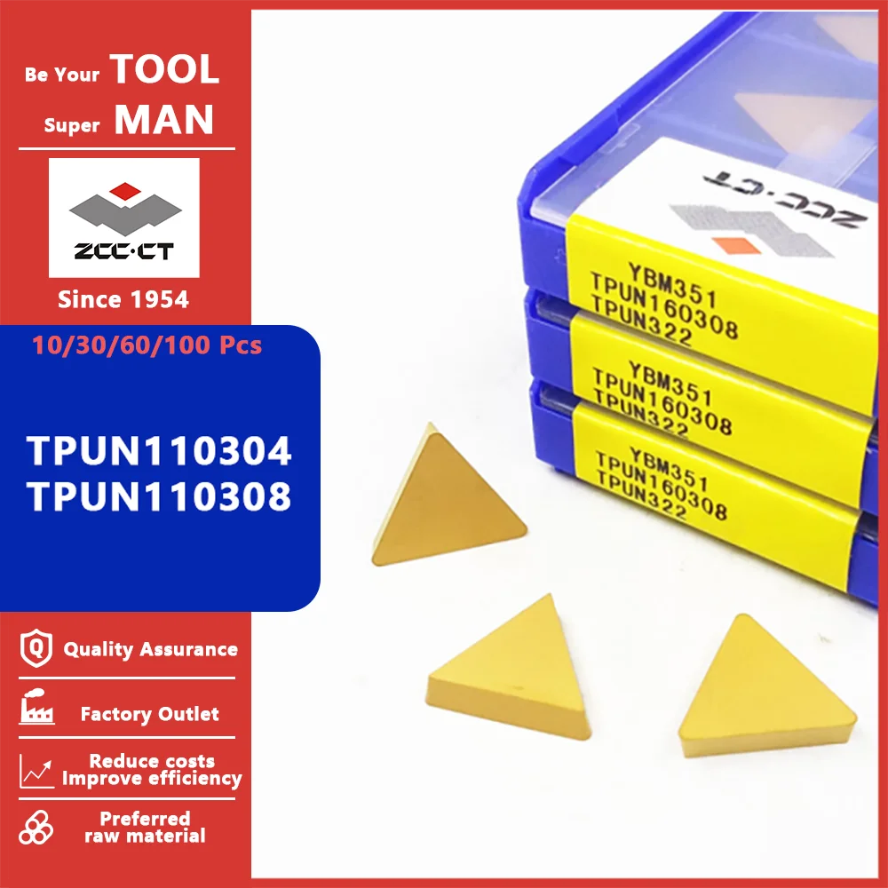 

ZCCCT TPUN110304 TPUN110308 YBM251 YC30S YBC151 YBD151 YBC301 YD101 Milling Carbide Insert Blade Lathe Turning Cutting Tool