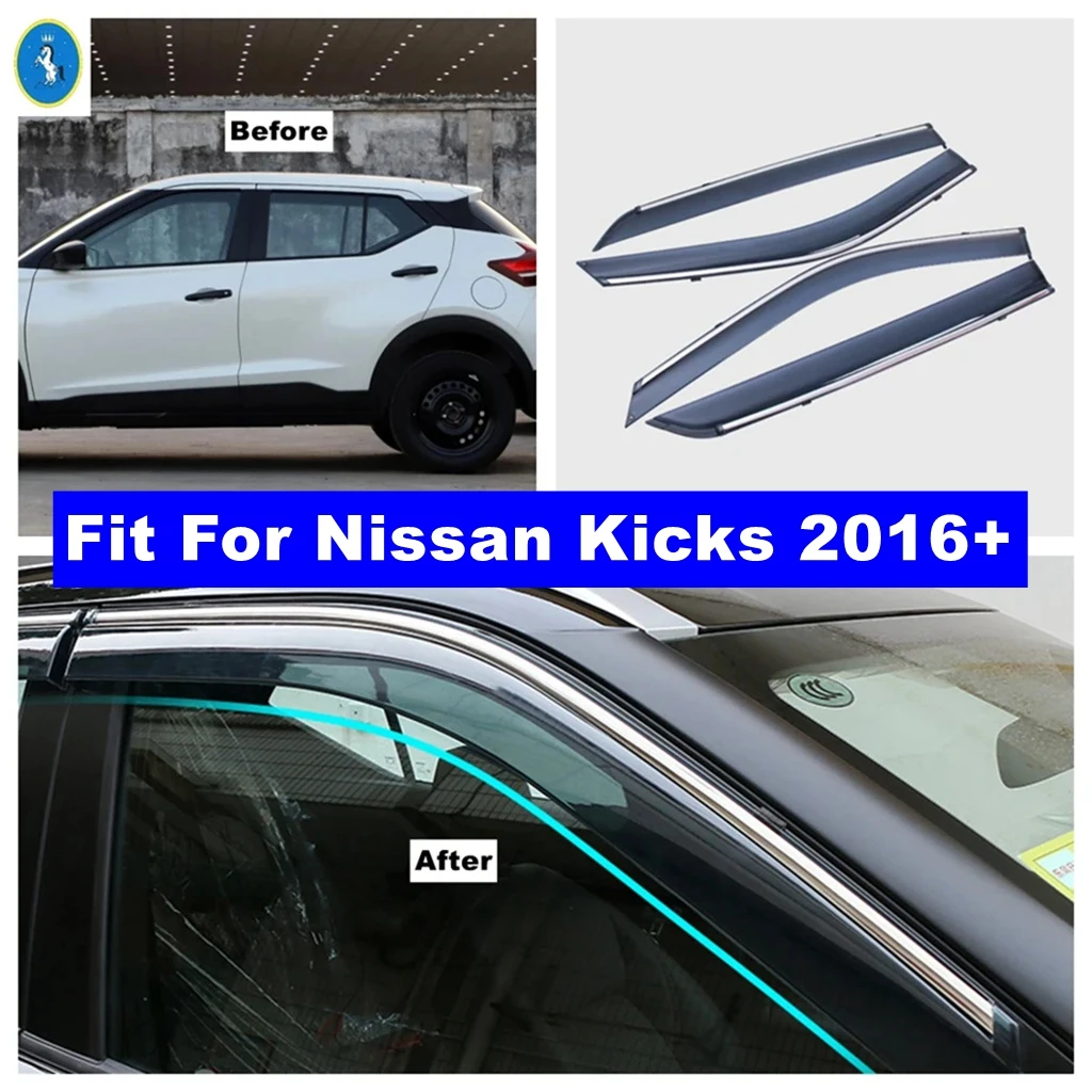 

Window Visors Awnings Wind Rain Deflector Visor Guard Vent Protection Kit Accessories Fit For Nissan Kicks 2016 - 2023