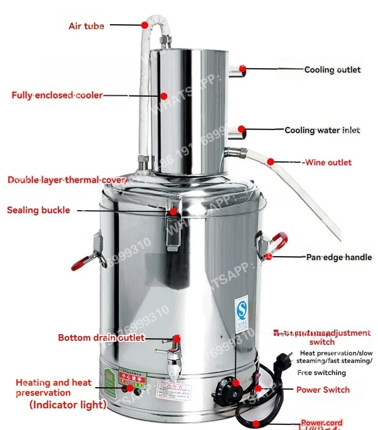 30L Home Brew Rose Water Wine Alcohol Moonshine Distiller Hydrosal Making Machine