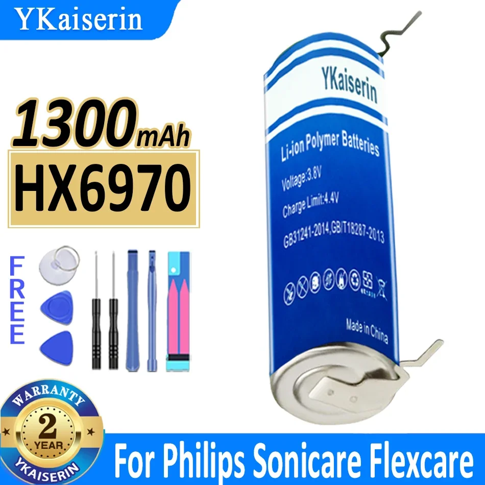 YKaiserin HX6970 1300mAh Battery For Philips Sonic HX6530 HX6511 HX6320 HX6330 HX6720 HX6710 HX6760 HX9350 For Sonicare Flexcare