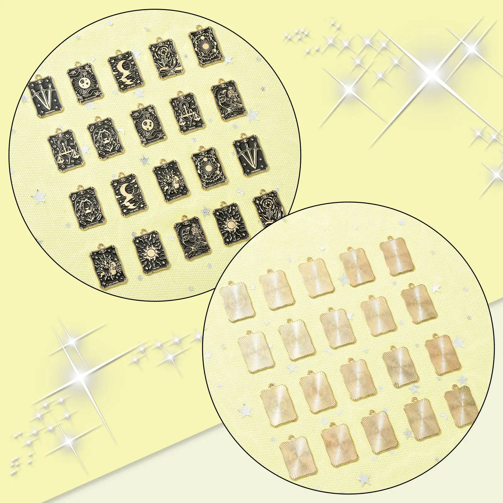 PandaHall 20 Stück 10 Stile Legierung Emaille-Anhänger Tarot-Charms Rechteckige Anhänger für Schmuckherstellung – Detail 5