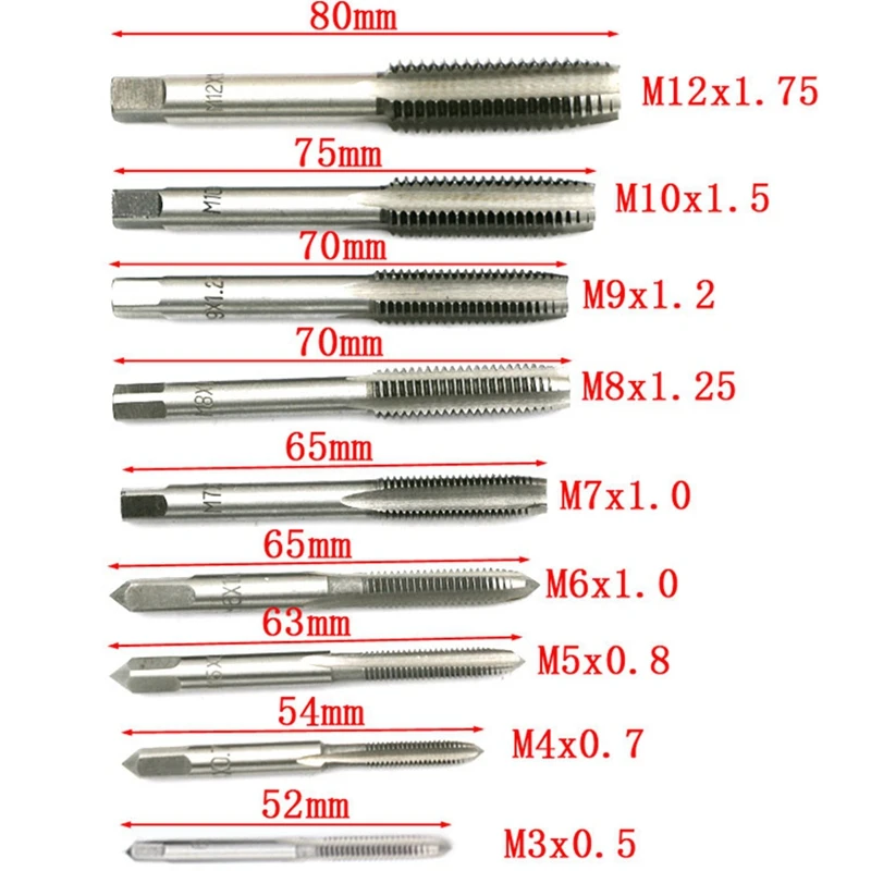 ABKP-20Pcs Hand Tools Plating Tap Dies Set Thread Plugs Taps Screw 1/16 Inch--1/2 Inch M3-M12