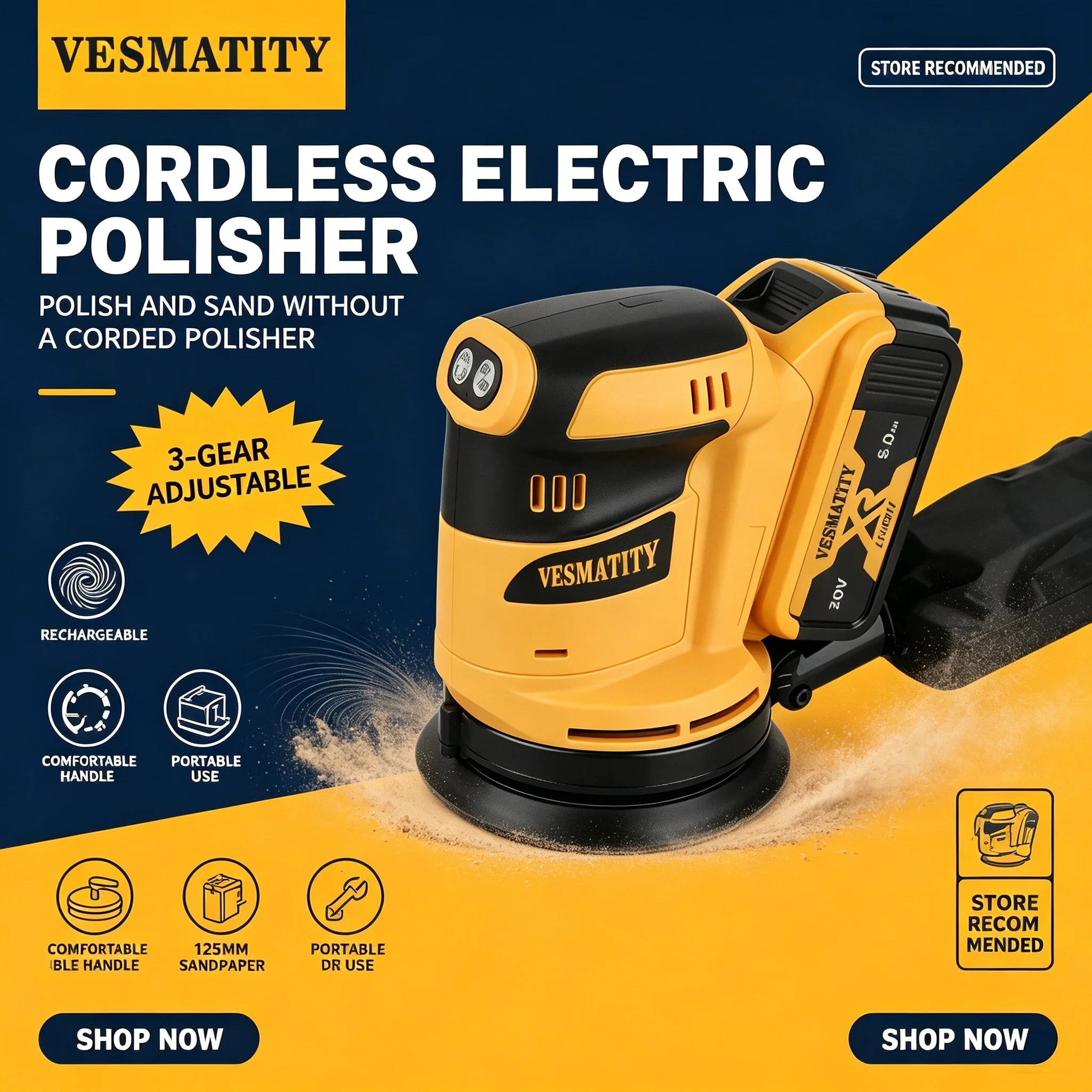 Workshop Tools Wood - VESMATITY 18V-20V Orbital-Schleifer mit Staubabsaugung für