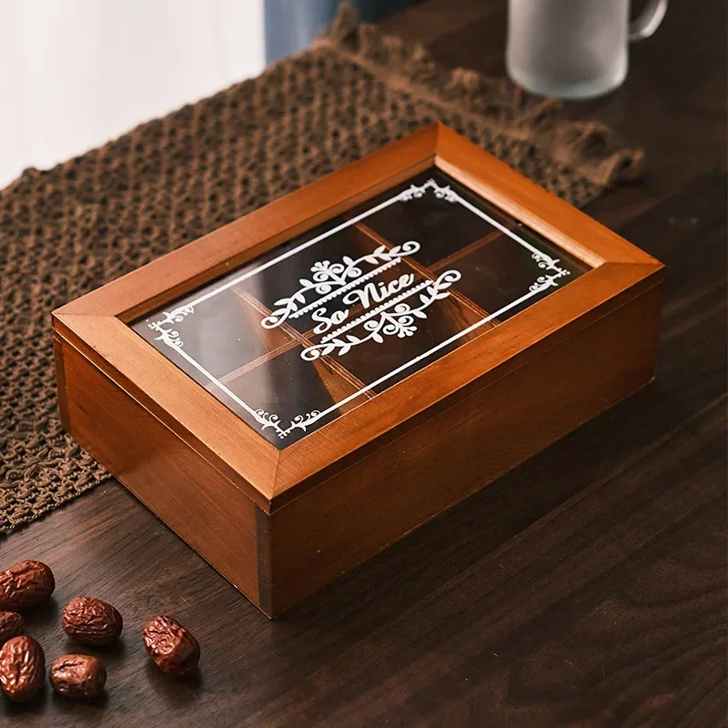 Retro Wooden Dust-proof Jewelry Storage Box Multifunctional Desktop Miscellaneous Box with Lid