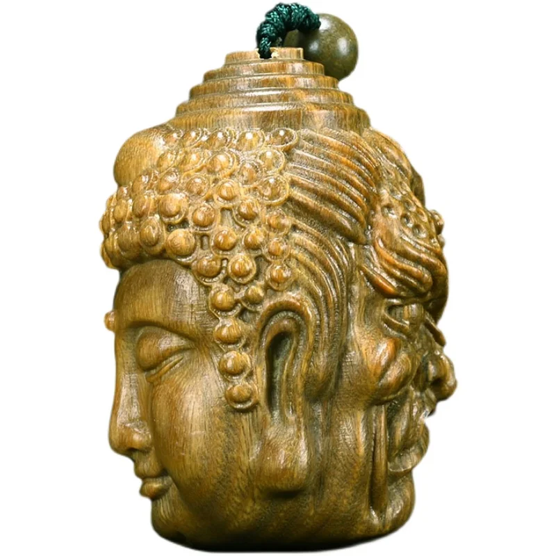 Argentine green sandalwood carving handicrafts, hand-carved Buddha and devil, hand-held pendant, hand-played gift-giving