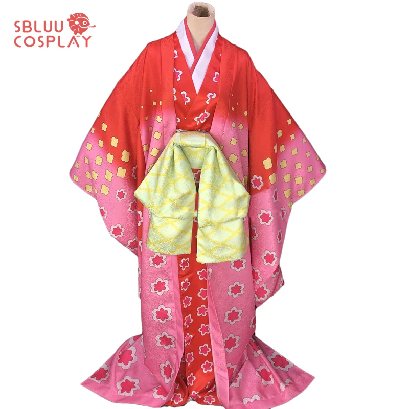 SBluuCosplay Anime Wano Country Kozuki Hiyori Cosplay Kimono Costume Halloween Party Outfit