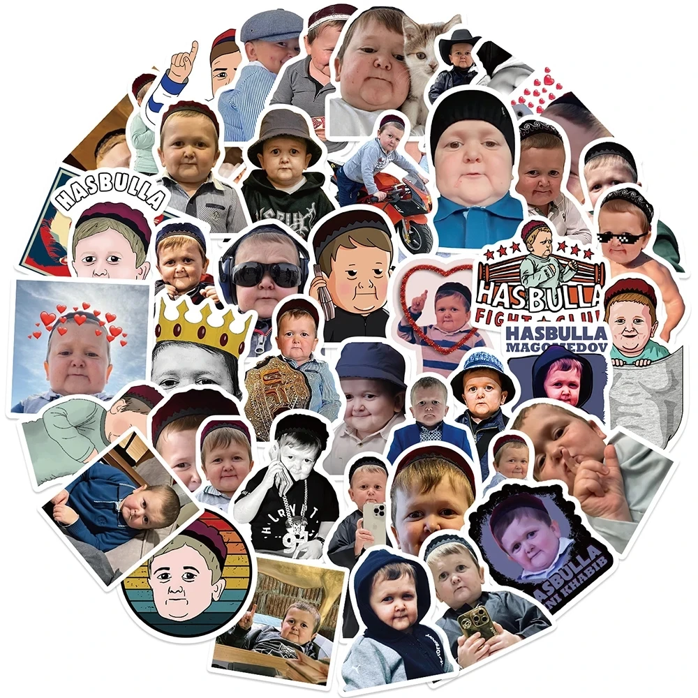 Funny Meme Hasbulla Stickers, 50pcs Waterproof Decals
