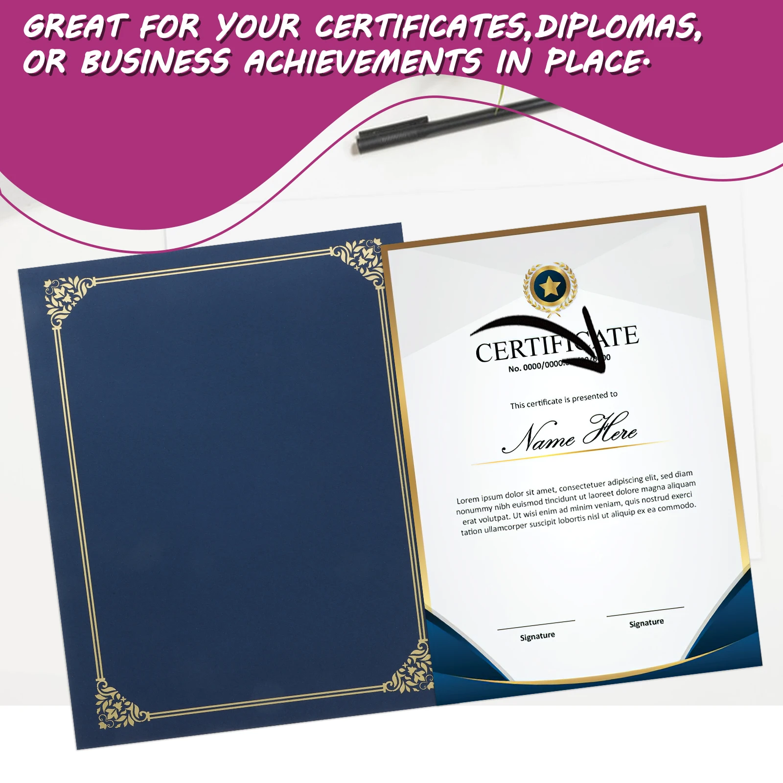 

10Pcs Certificate Cover Premium Diploma Holder for Award Graduation Presentation Protective Document Paper Folder