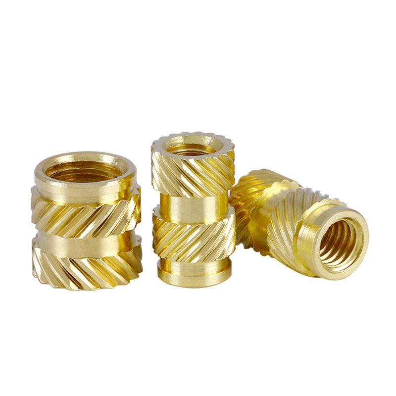 F3KE M3 M4 M5 Copper Nut Hot Melt Heating Molding Double Twill Knurled Injection Insert Brass Nuts Embossed 50pcs 4/8/10mm