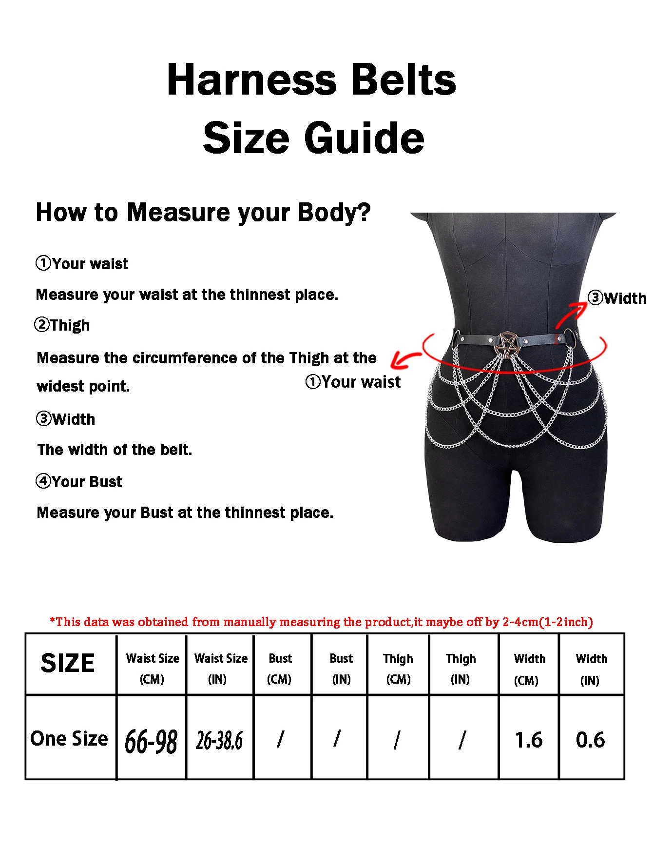 Frauen PU Leder Harness Gürtel Taille Kette Harness Mode Bund Zubehör Punk Gothic Kleidung Schmuck Gürtel Zubehör – Detail 4