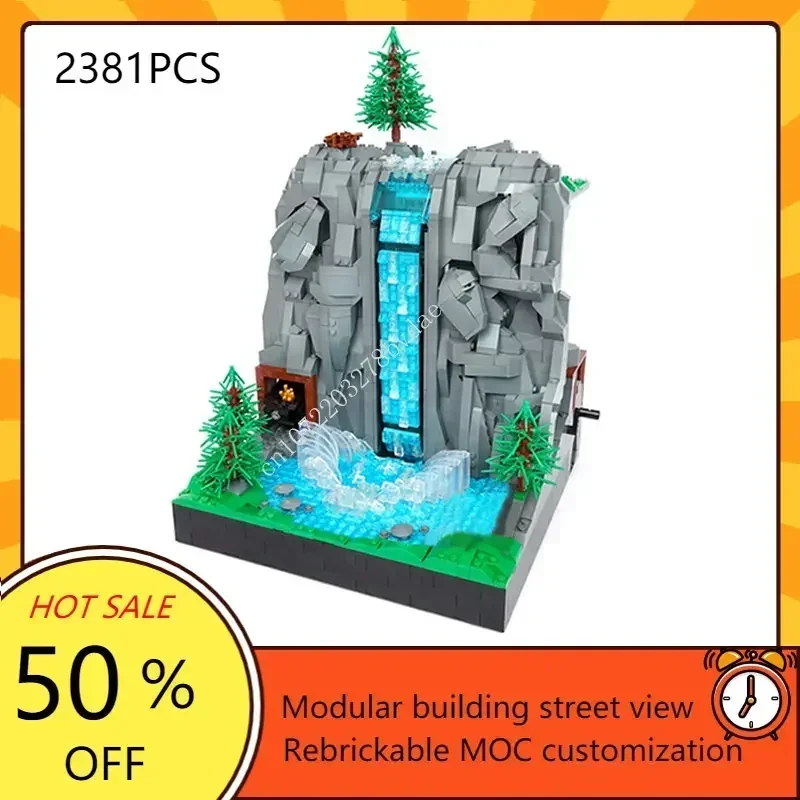 

Creative Street View Working Waterfall Modular MOC Model Custom Architecture DIY Educational Assembly Puzzle Toy Gift