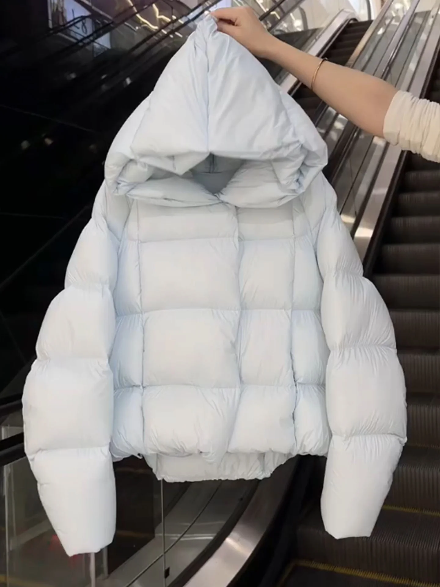 Unique ort Blue Hooded Women's down Jaet Winter 2025 New Sle Cact Size Outerwear Comfortable Warm Polyester Fiber