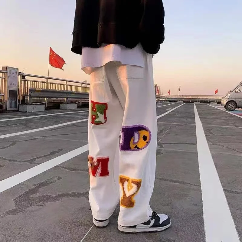 Men's pants loose all-match overalls autumn and winter ins tide wide-leg trend y2k casual pants men's trousers
