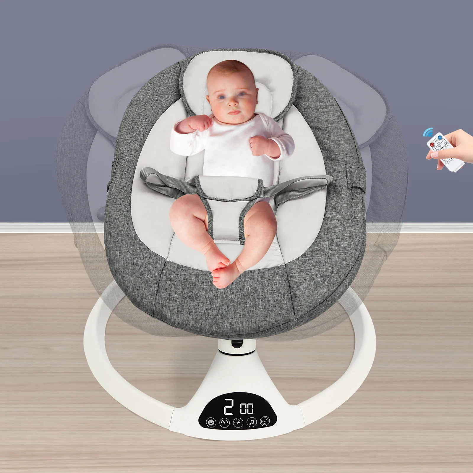 Electric Baby Rocking Chair, Baby Rocking Bouncer with Bluetooth, Touch Version Baby Rocking Chair Remote Control