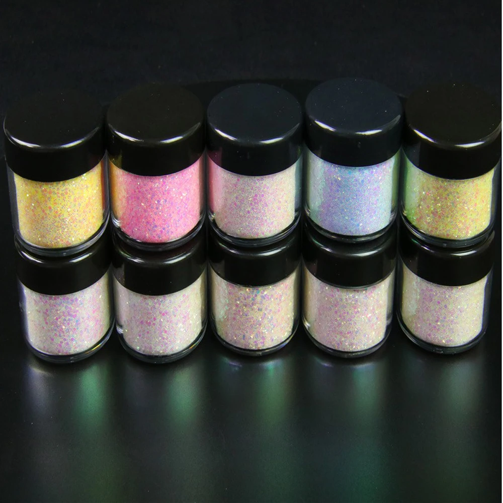 10g UV Color Changing Glitter  Mixed Nail Art Powder Colorful Chunky Nail Sequins Holographic Glitter Nail Art Decoration DIY