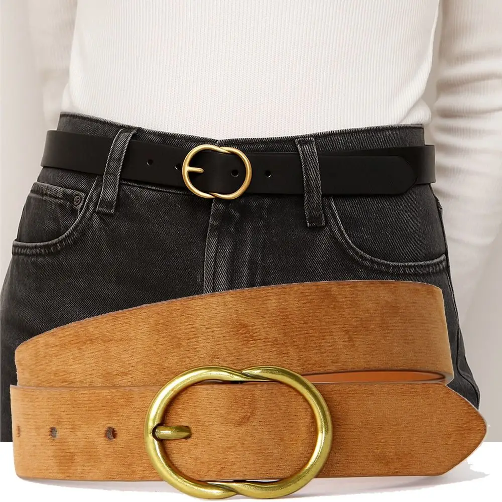 العصرية دبوس مشبك حزام جلد الغزال الرجعية عارضة الأعمال حزام الخصر تصميم فاخر حزام الخصر للنساء