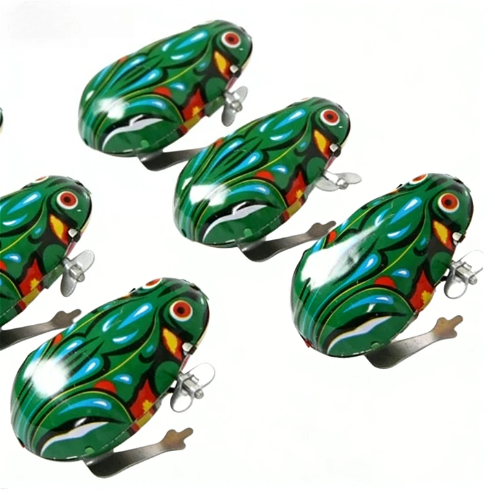 

Классическая заводная игрушка-лягушка из жести, прыгающая, винтажная, идеальный подарок для детей, винтажные игрушки