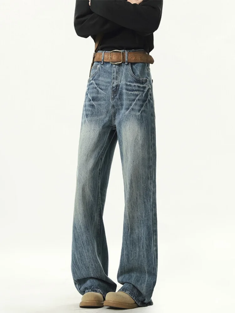 

Cleanfit Lightning Pattern Men's Jeans High Waist Straight Leg Wide Leg Pants American Retro Sle Spring Autumn Collection