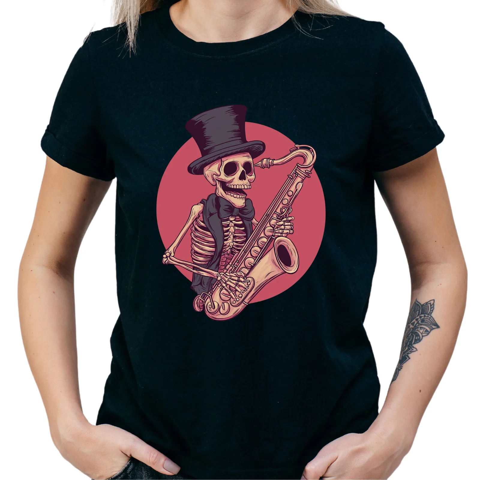 

Skeleton Saxophone Musician Unisex T-Shirt, Music Lover Halloween Tee, S - 3XL