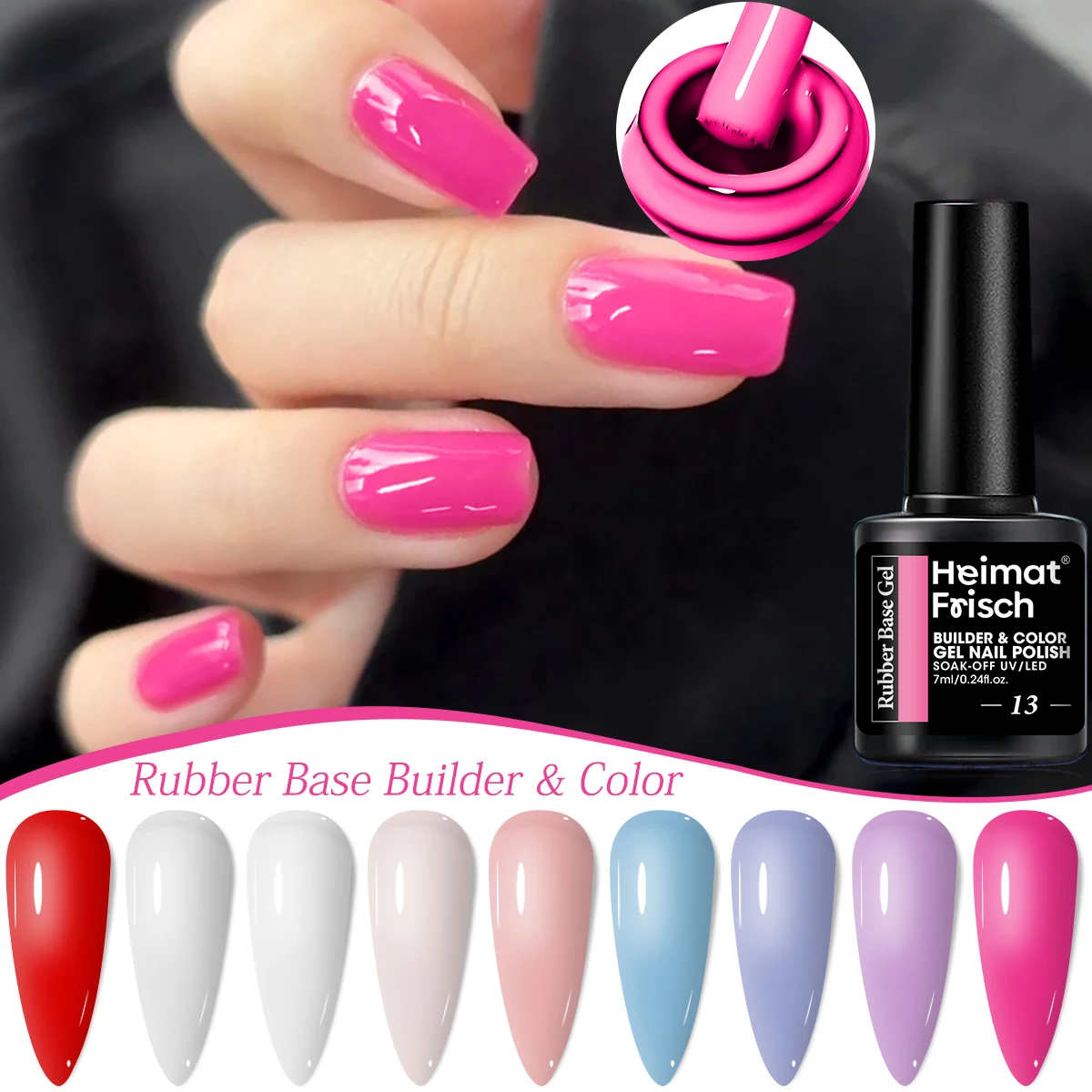 Ensemble de 6 pièces de vernis à ongles gel nu, semi permanent, comprend un couche de finition, un couche de finition mate et une couche de base.