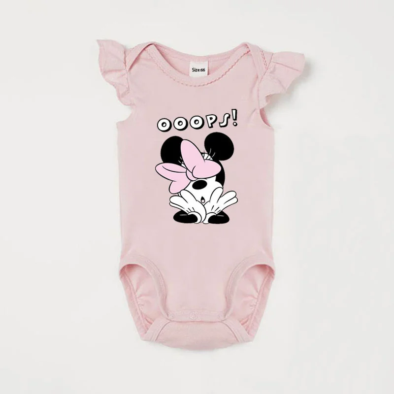Bodysuit Bayi Gambar Minnie Mouse Musim Panas 1-18M Baju Monyet Tanpa Lengan Kartun Lucu Baju Bayi Baru Lahir