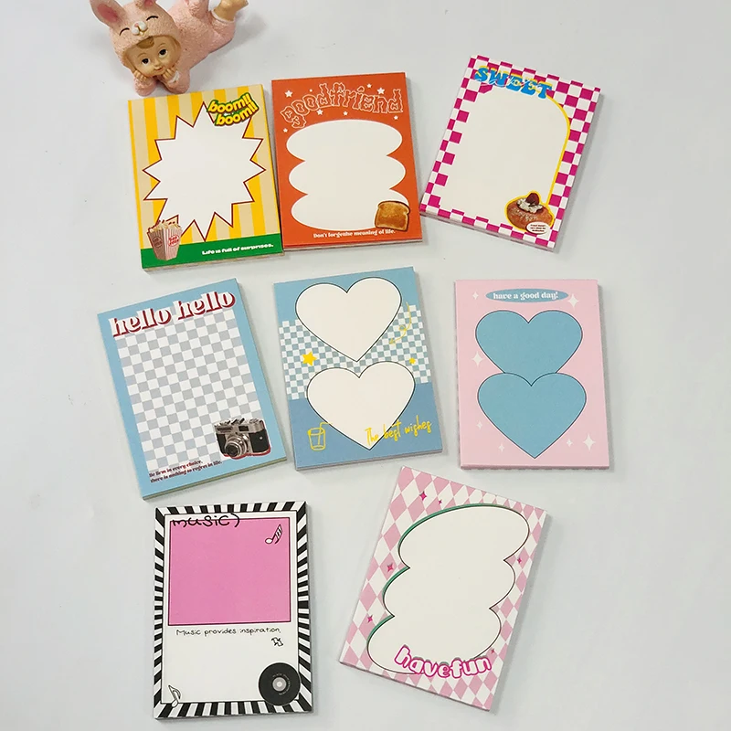 100Pcs Sweet Heart Memo Pad Decoration Scrapbook Message Notes Paper To Do List Planner Daily Check Notepad Cute Stationery