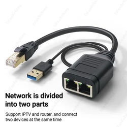 RJ45 Ethernet Splitter 1 To 2 Internet Splitter Online At The Same Time Ethernet Splitter For Cat6 Cat7 LAN Ethernet Splitter