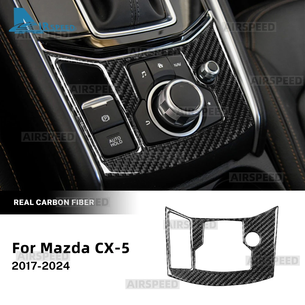 

For Mazda CX-5 CX5 KF 2017-2022 2023 2024 Soft Carbon Fiber LHD RHD Car Central Control Panel Electronic Handbrake Knob Button