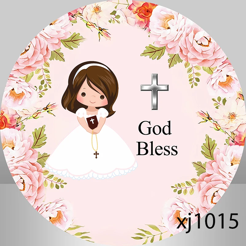 Mi Primera Communion خلفية الزهور الوردية الفتيات المعمودية الأولى المقدسة بالتواصل خلفية التصوير الفوتوغرافي حسب الطلب