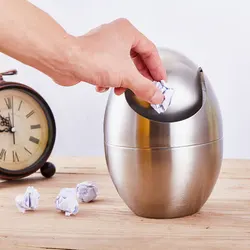 미니 쓰레기통 304 스테인레스 스틸 테이블 데스크탑 쓰레기통 1 개, 사무실용 쓰레기통 홀더  Best5