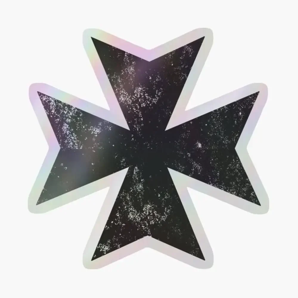 

Templar Crusader Grunge Holographic Sticker for Laptop Decor Bedroom Car Cute Cartoon Art Fashionable Public Suitcase