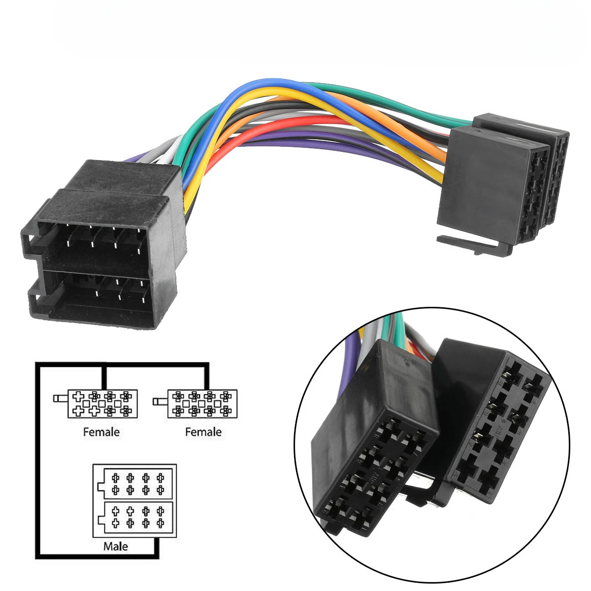 

For Volkswagen Golf MK4 Car ISO Wiring Harness Stereo Radio Plug Adapter Male and Female Docking Wires