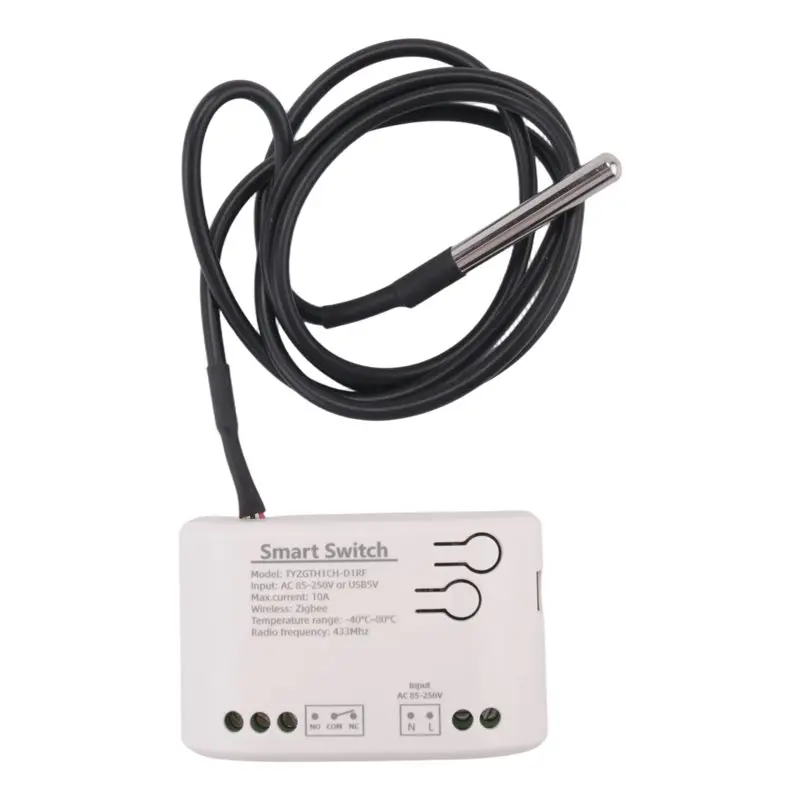 B67CTuya Smart Zigbee Switch with Temperature Sensor Passive Dry Contact Zigbee Relay Work with Home Assistant AC 85-250V