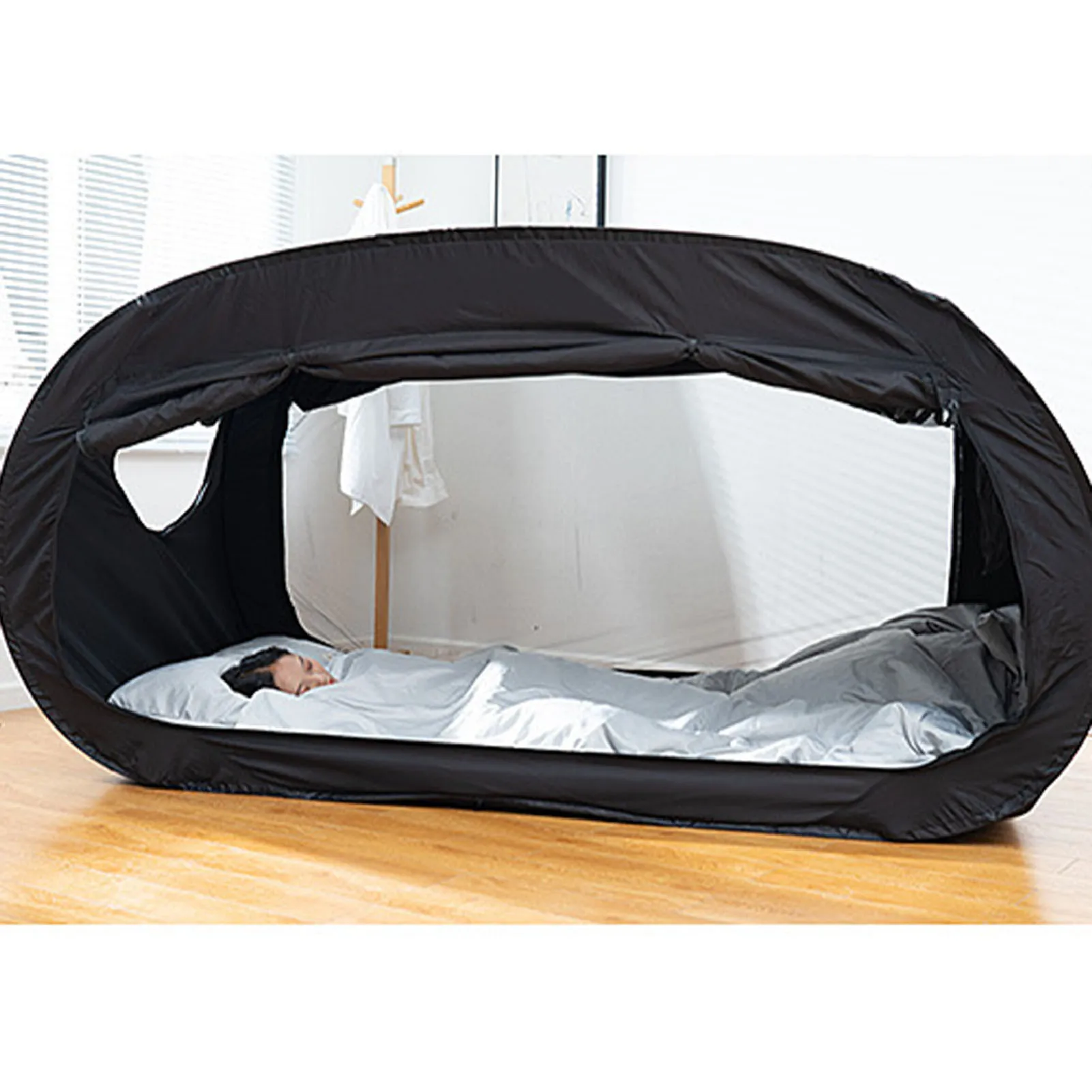 Faltbares Campingzelt, vollständig geschlossener Privatsphären-Betthimmel mit Moskitonetz, tragbares Sonnenschutzzelt für den Innen- und Außenbereich – Detail 7