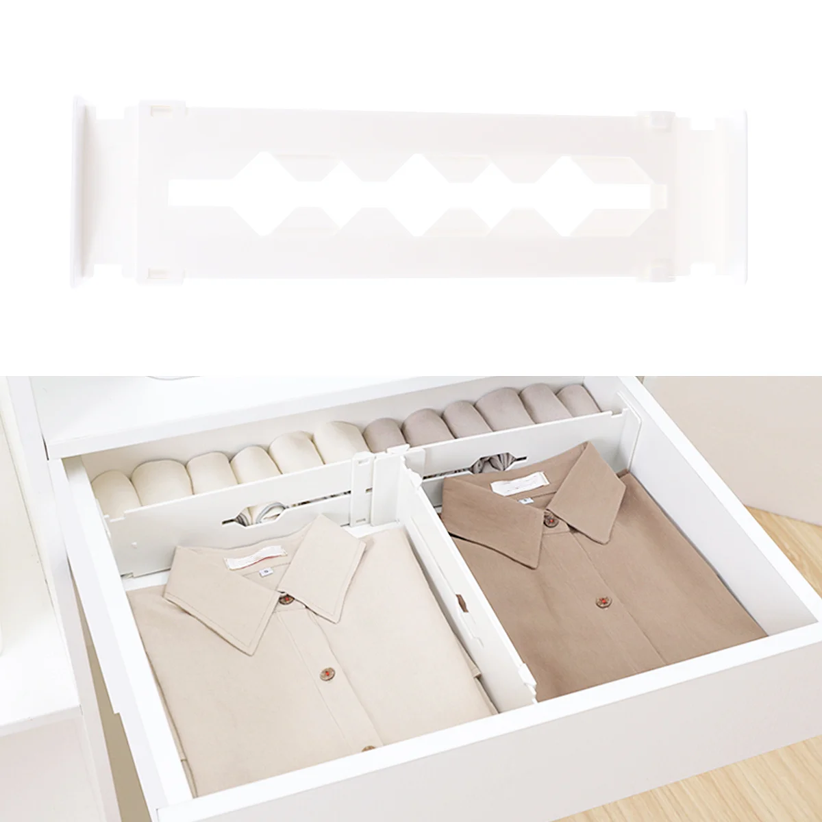 

2Pcs Retractable Expandable Drawer Organizer Adjustable Divider for Wardrobe Cupboard Closet Space Saving Storage
