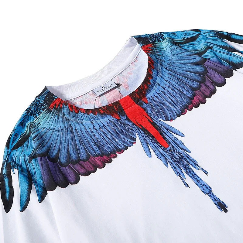 أعلى جودة الترفيه التجفيف السريع تي شيرت MARCELO BURLON MB العلامة التجارية أجنحة طباعة تي شيرت رياضي عادية Y2K الشارع قصيرة الأكمام