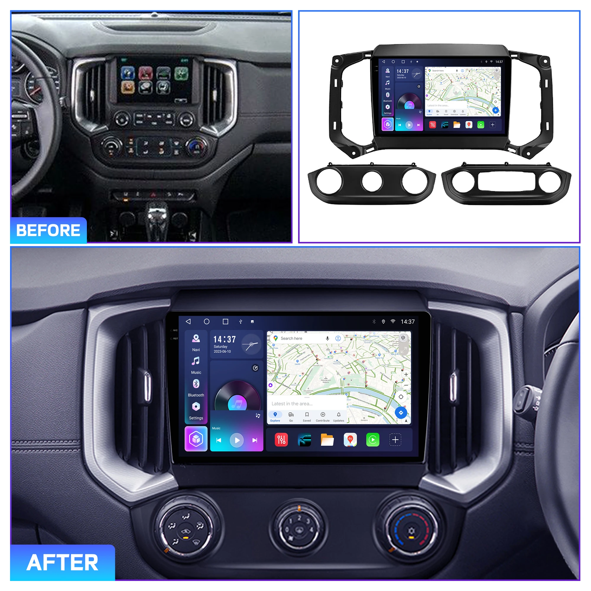 Penhui Android Car DVD Player 2 Din for Chevrolet TrailBlazer Colorado for Isuzu D-MAX Dmax MU-X Mux 2017-2019 Audio & CarPlay