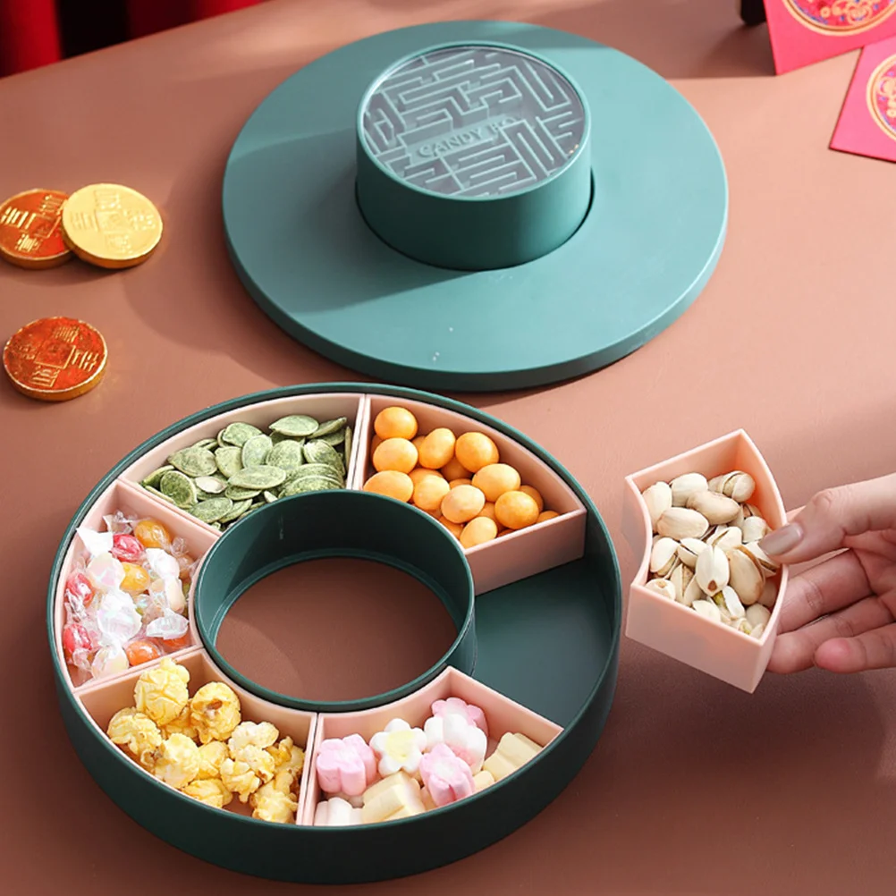 

1Pcs Snacks Storage Tray Creative Dried Fruit Plate Compartment Candy Box Plastic Storage Container for Home Office Party