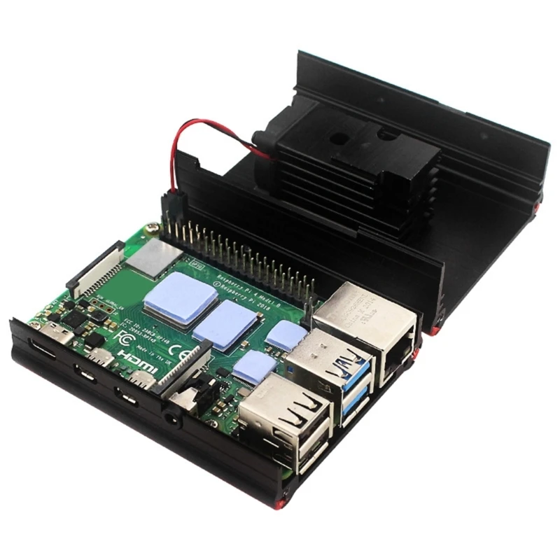 Алюминий с охлаждающим вентилятором, радиаторы, вентиляционное отверстие, анти-падающая коробка для RPi 4B