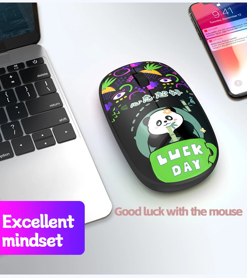 Fubao Same Style Bluetooth Mouse 2.4G + Bluetooth Wireless Cute giant pandas Princess Mouse Ergonomic Silent Mouse For Laptop PC