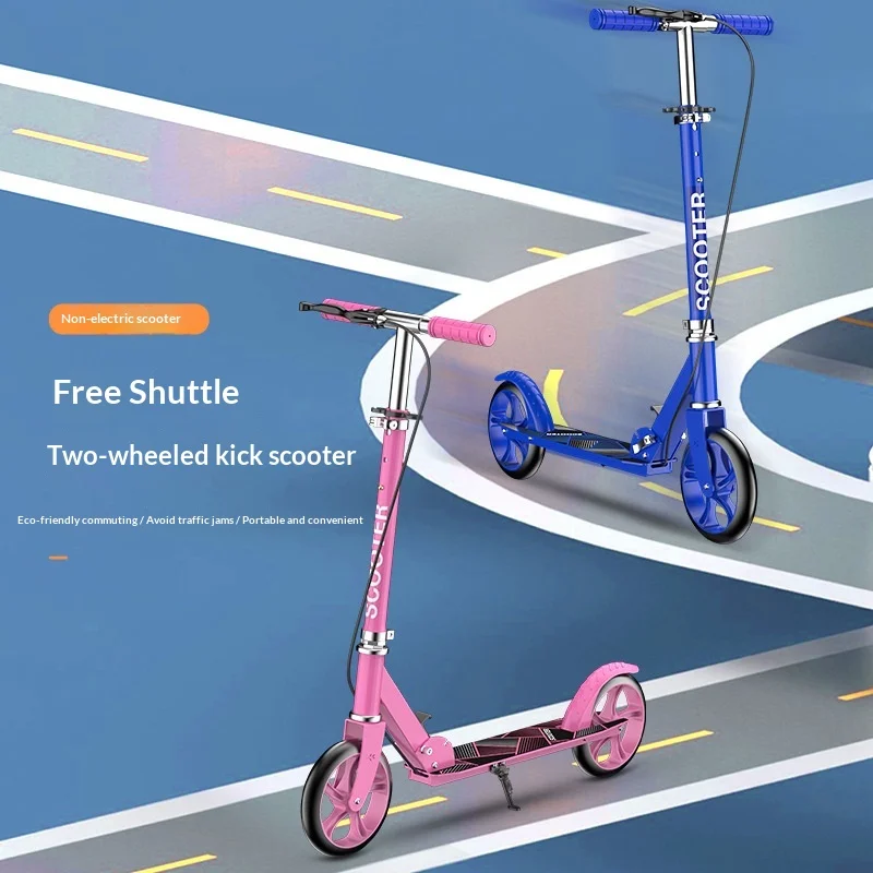 Adult Foldable Kick Scooter Two Wheel Lightweight Commuter Urban School Teens Kids Adjustable Bar Shock LED Adult Scooter