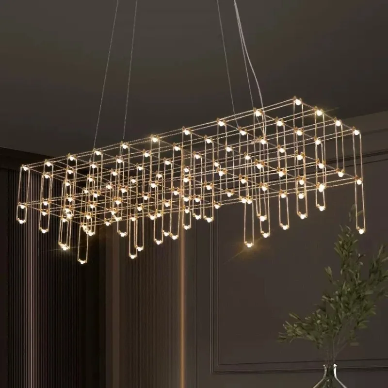 ما بعد الحداثة مطعم قلادة LED أضواء الإبداعية اليراع شخصية الجبهة مكتب مكافحة مصابيح نموذج غرفة تركيبة إضاءة طويلة