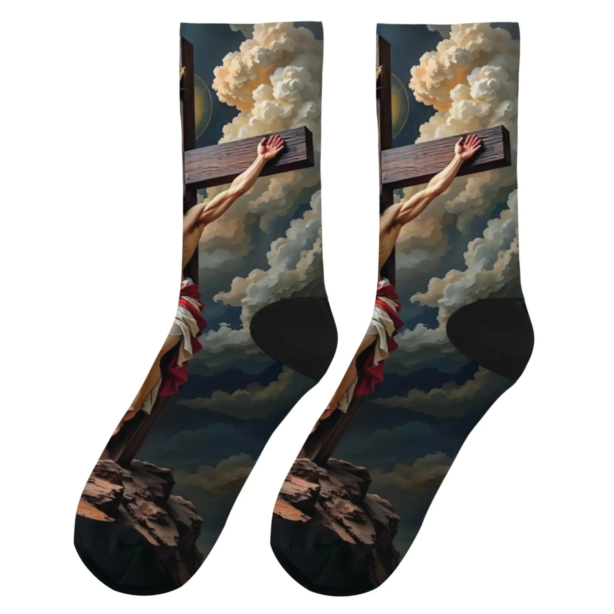 Skarpetki męskie z motywem Bożego Narodzenia, styl Harajuku retro, miękkie, oddychające, idealne na prezent świąteczny.