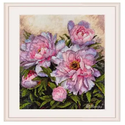 Counted Cross Stitch Kits, Popular Pink Flowers, Tender Peonies Kits, Top Quality 