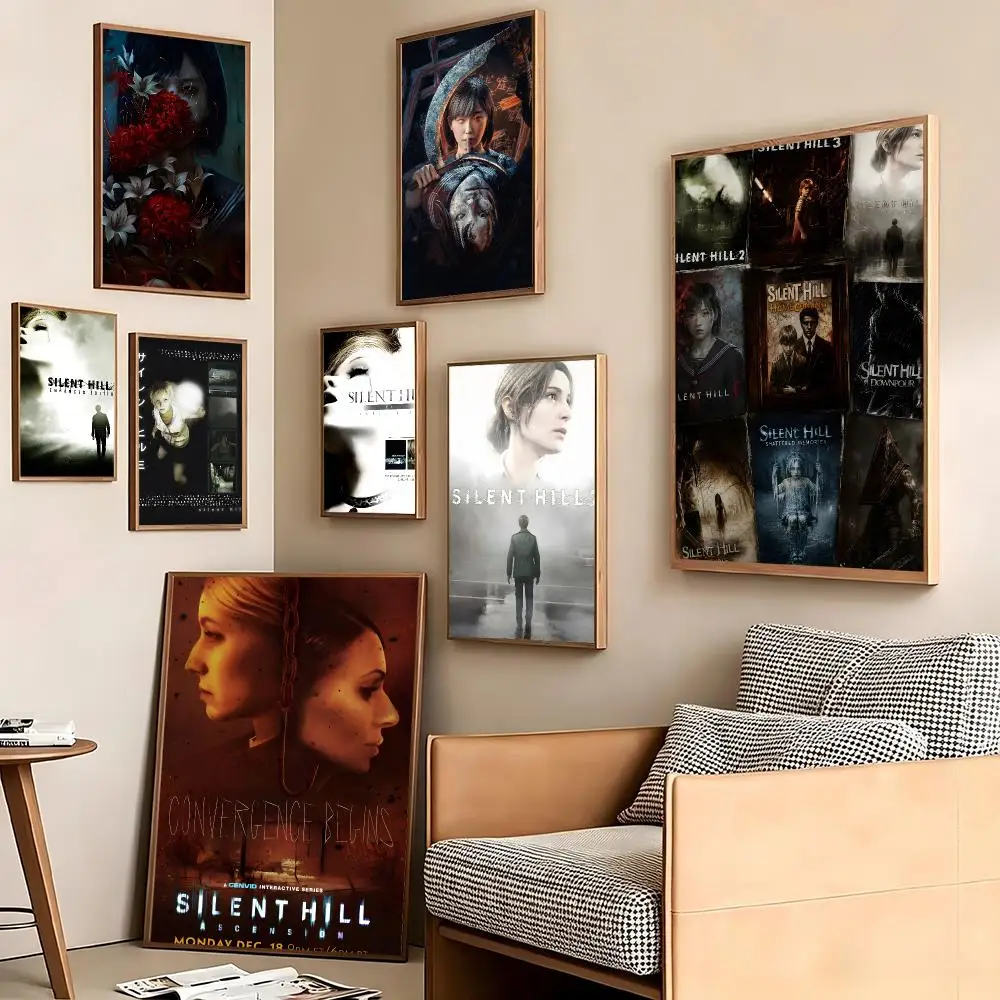 Merch Movie S-Silent Hill Poster Pegatina artistica HD autoadhesiva impermeable para salon dormitorio